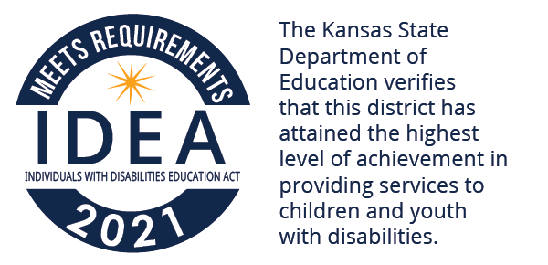 KSDE verifies USD 497 has attained the highest level of achievement in providing services to children with disabilities.