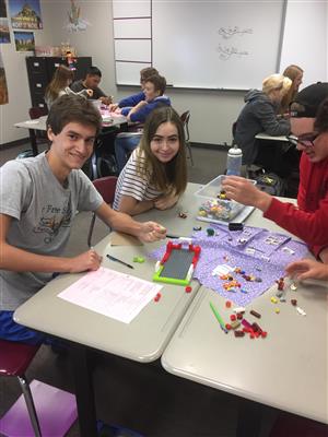 Free State French class students use LEGOs to enhance their use of the language. 