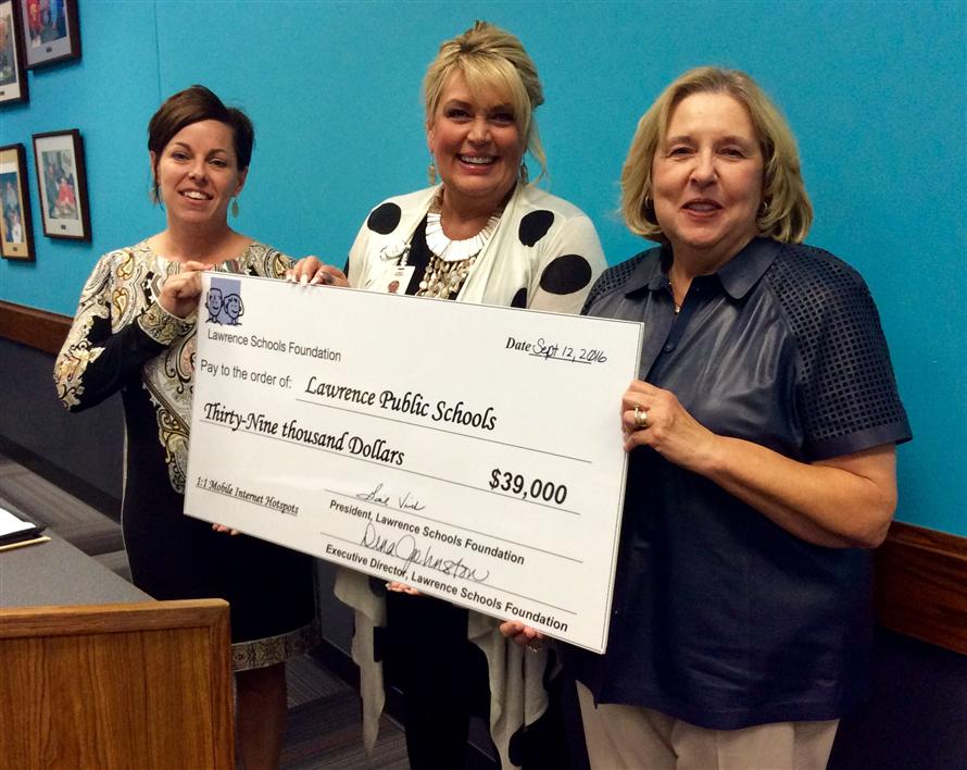 Lawrence Schools Foundation presents $39,000 check to district 